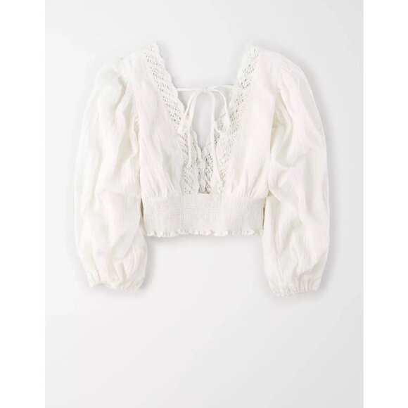 AE Studio Open Back Lace Trim Blouse - Picture 2 of 9